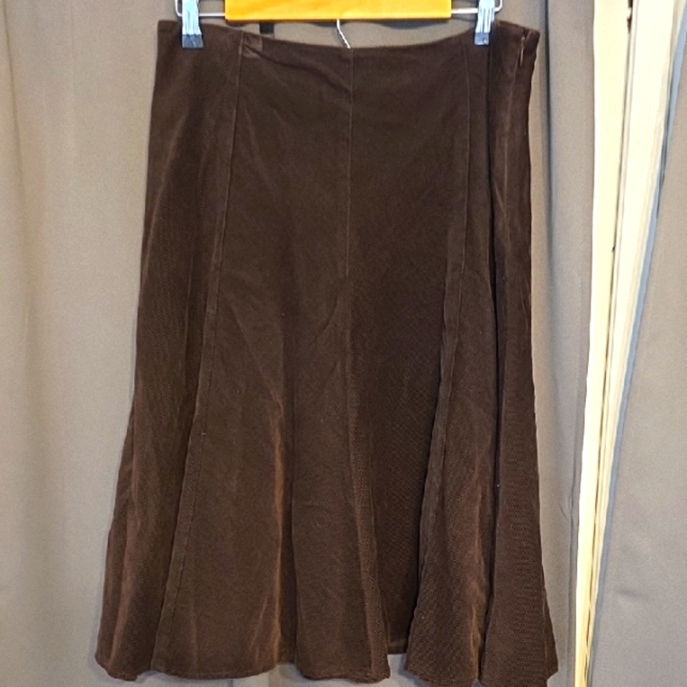 Jones New York Signature‎ Womens Chocolate Corduroy Skirt Circle Hem  Zip Sz 10